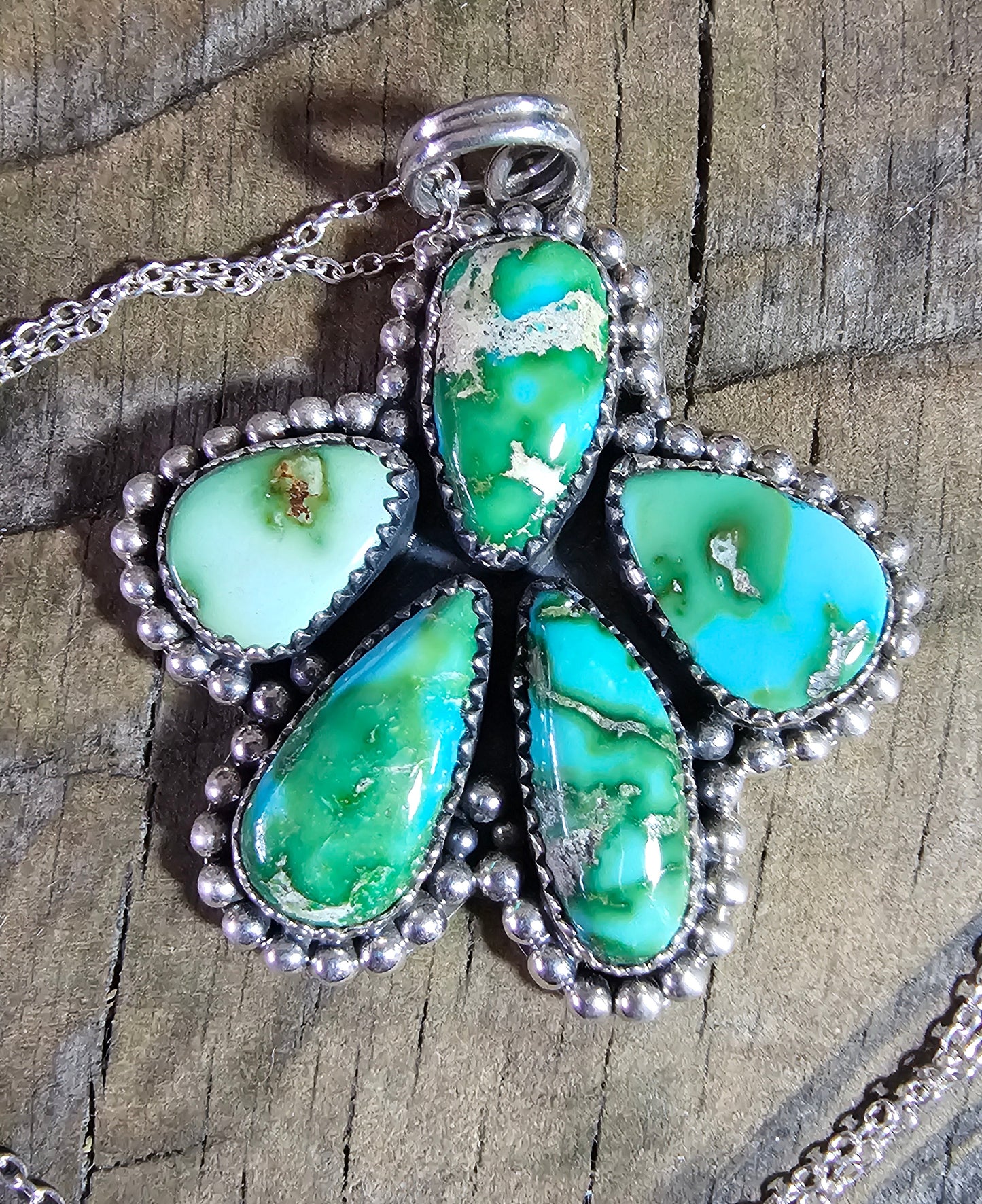 Sonoran Gold Turquoise set in Sterling Silver With SS Chain Necklace