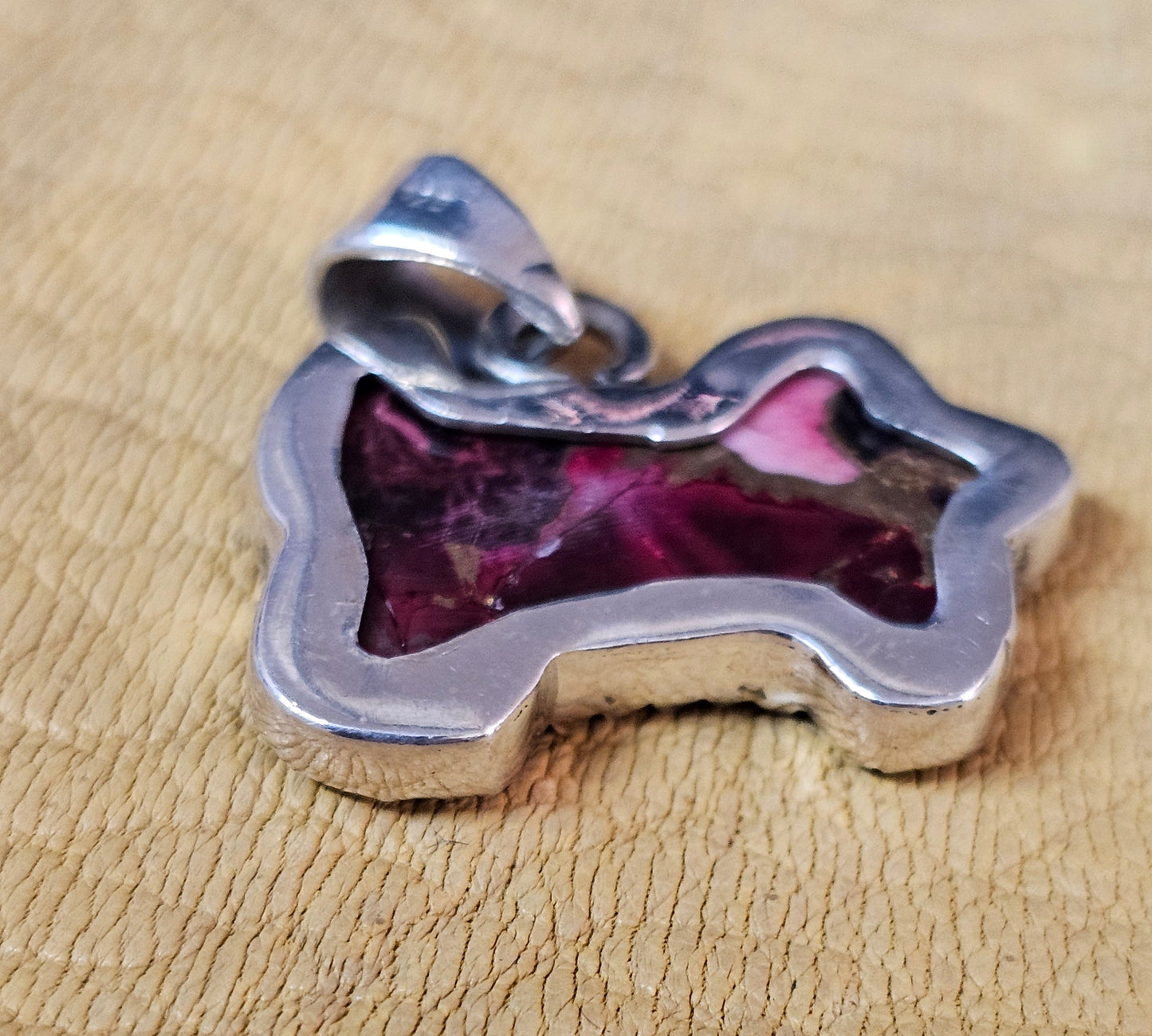 Dog Cow Red Dahlia, Purple Dahlia Spiny Oyster Pendants Lot of five Sterling Silver