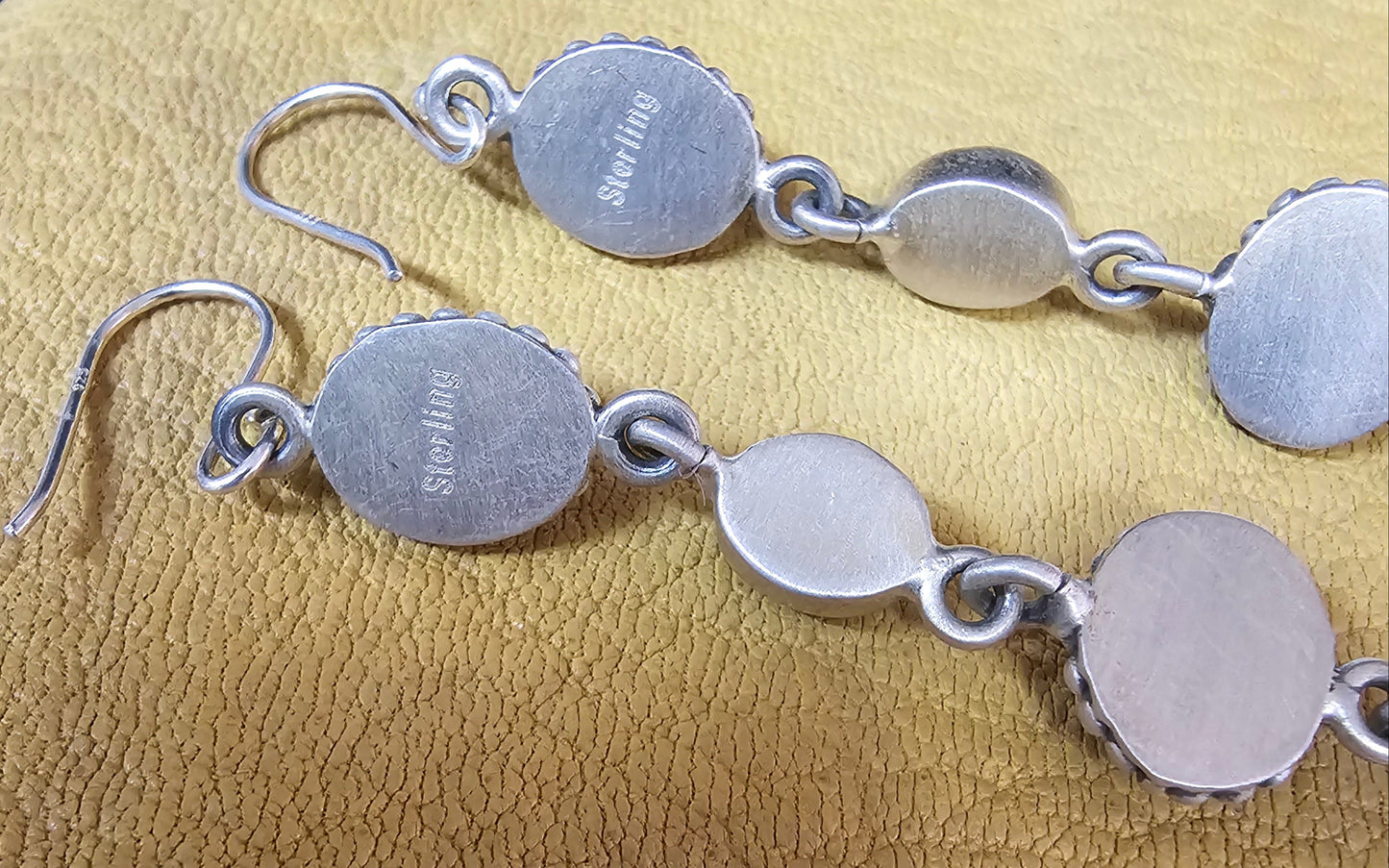 White Buffalo Dangle Earrings Sterling Silver Southwestern 3" long