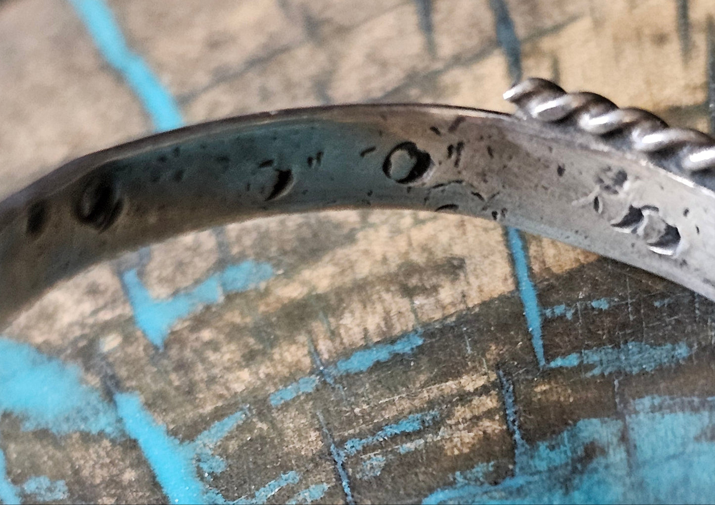 Vintage Navajo Cuff Sterling Silver & Turquoise Trading Post Mark