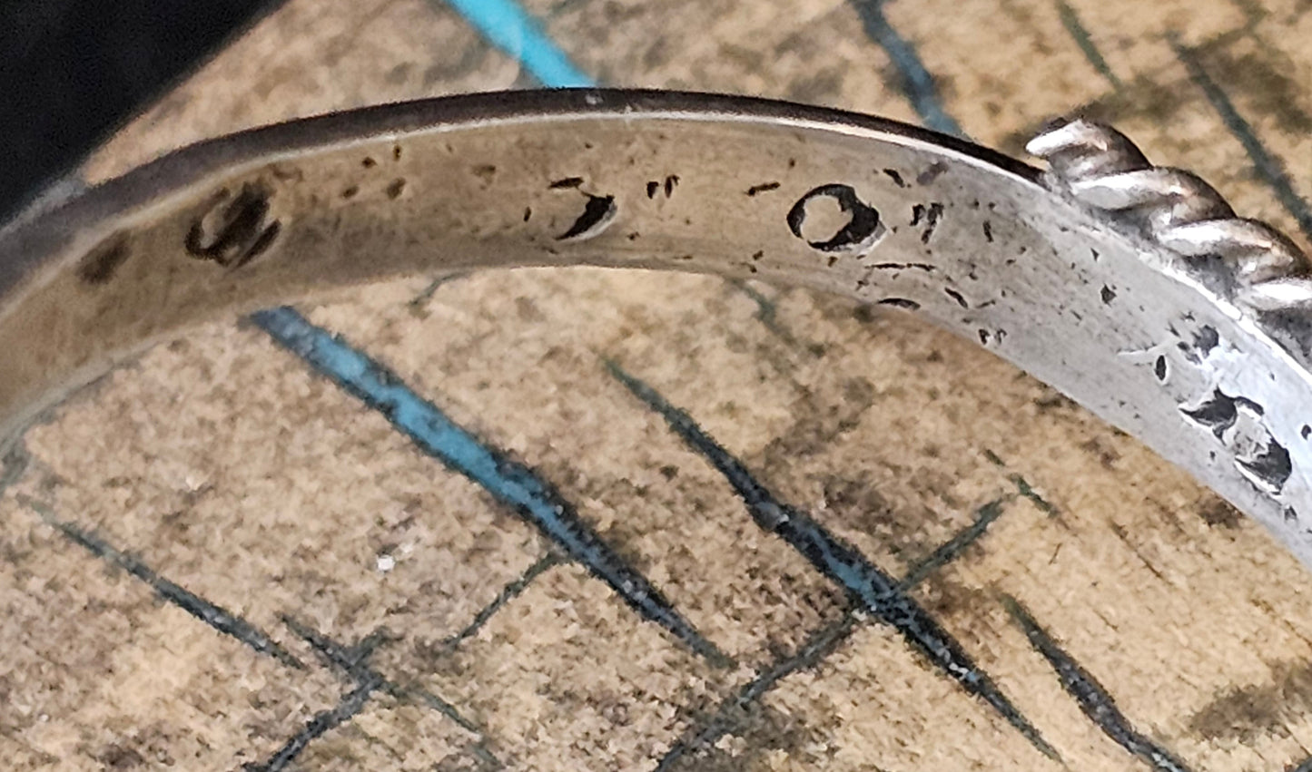 Vintage Navajo Cuff Sterling Silver & Turquoise Trading Post Mark