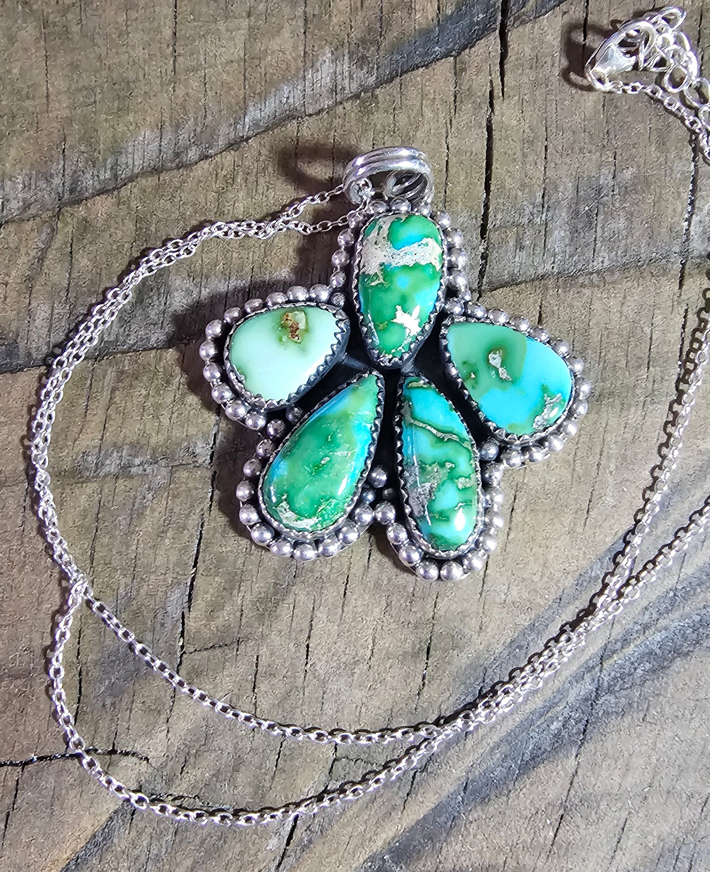 Sonoran Gold Turquoise set in Sterling Silver With SS Chain Necklace