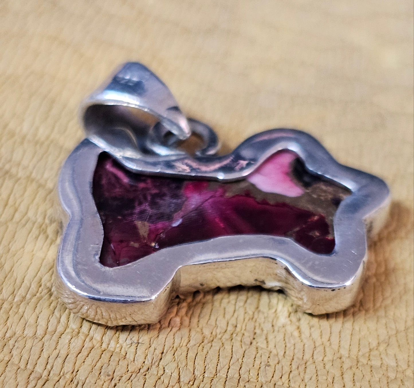 Dog Cow Red Dahlia, Purple Dahlia Spiny Oyster Pendants Lot of five Sterling Silver