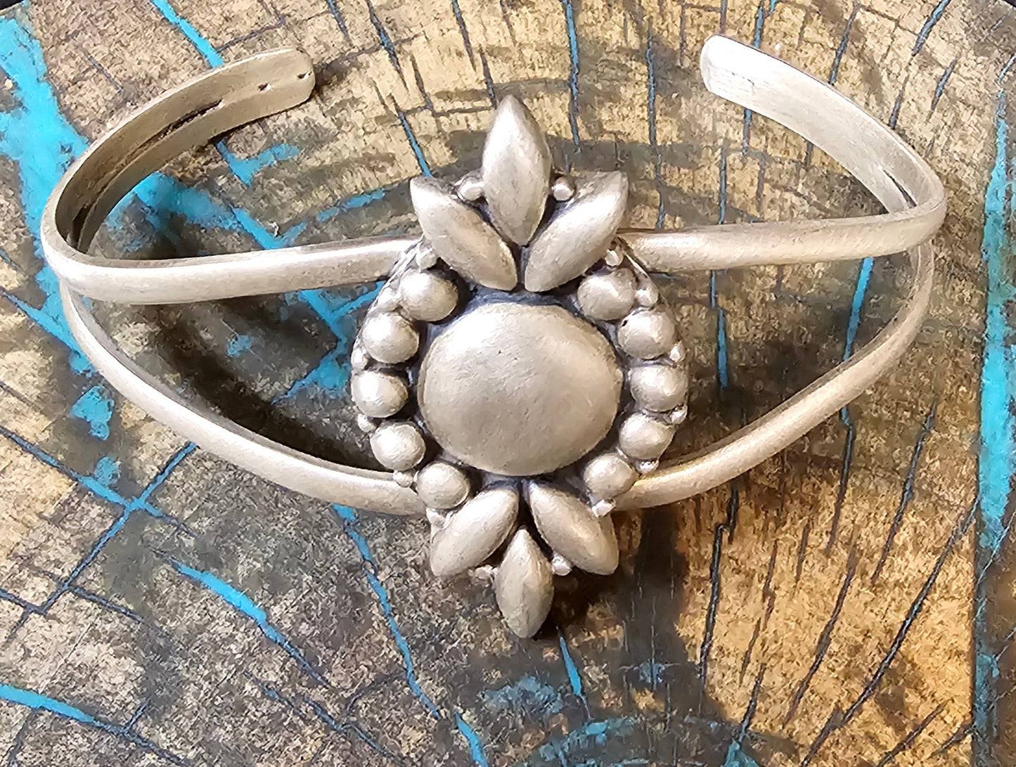 Sterling Silver Cuff with Floral Design Southwestern