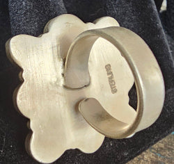 Golden Hills Turquoise & Brushed Sterling SIlver Ring Adjustable