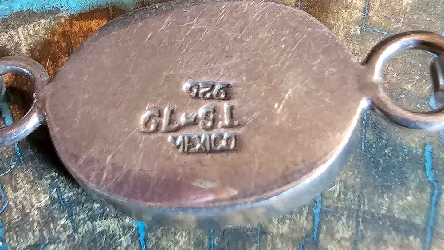 Vintage Spiny Oyster and Sterling Silver Hinged Bracelet Mexico.