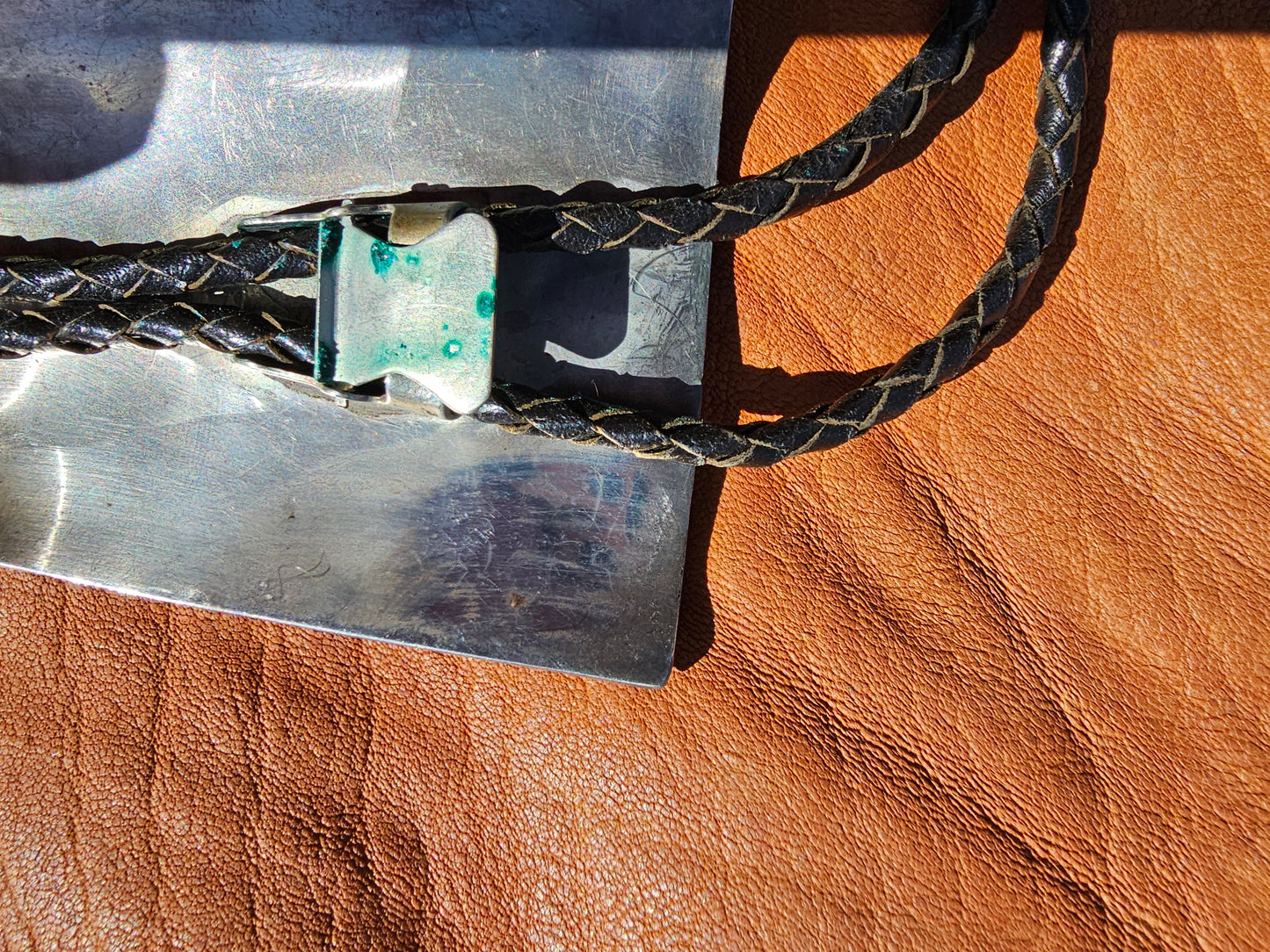 Vintage Bolo Tie Navajo Stamped Irene Platero Sterling Silver Turquoise Red Coral