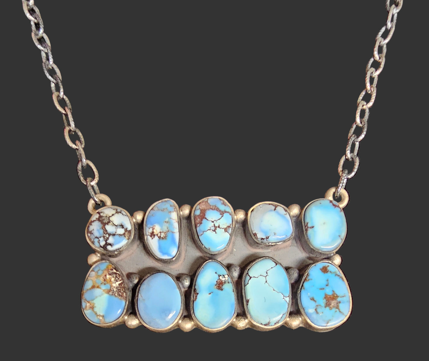 Golden Hills Turquoise Sterling Silver Necklace Bar Style