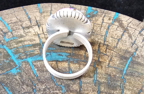 Cotton Candy Turquoise Adjustable Sterling Silver Ring Oval Southwestern