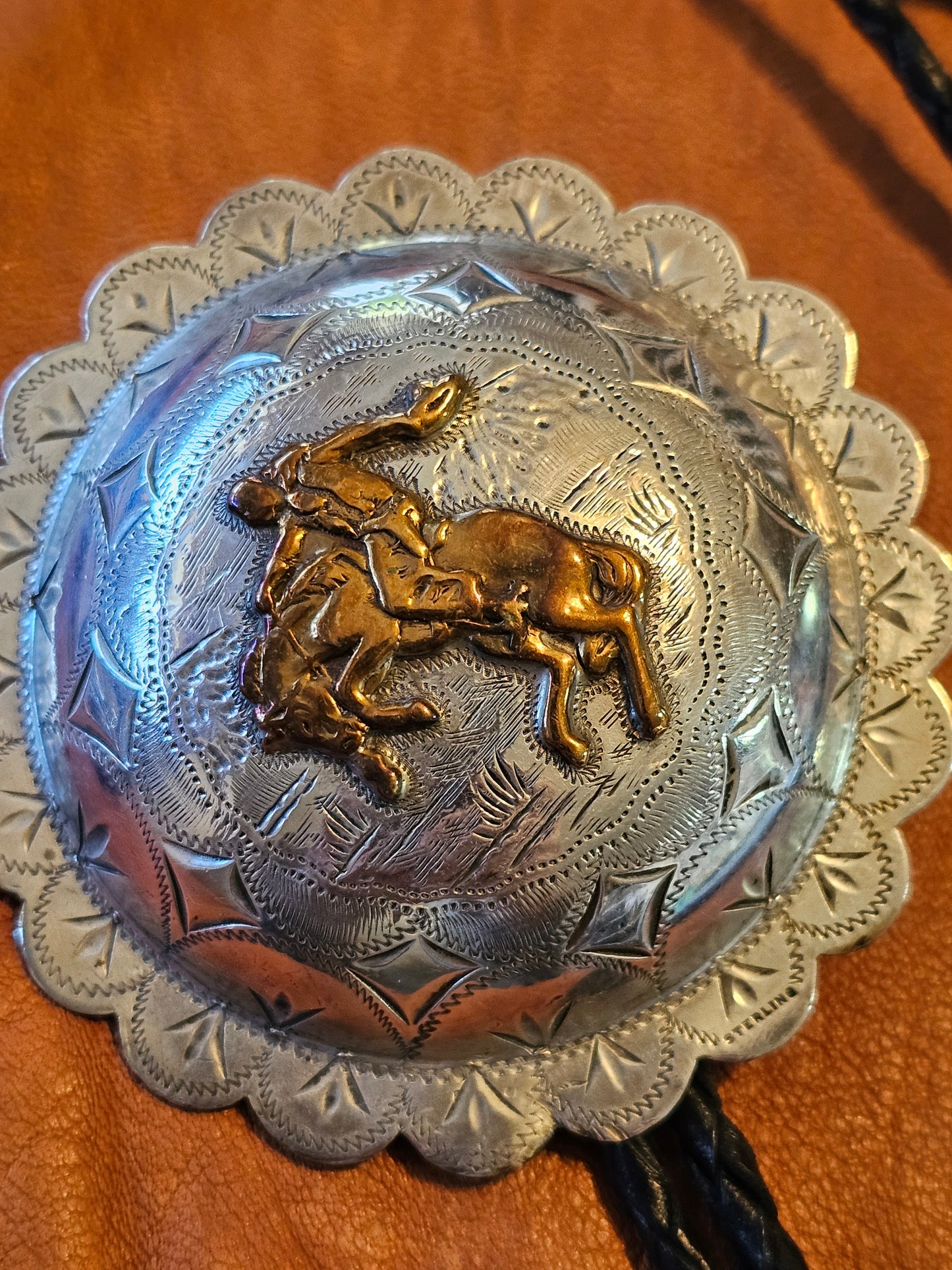 Bucking Bronc Rider Bolo Tie Vintage Diablo Manufacting Company Sterling Silver