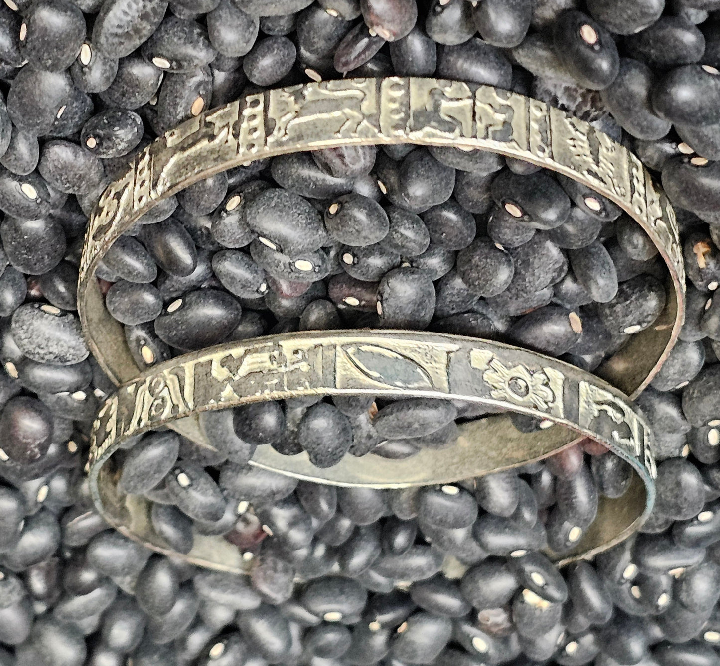 Story Teller Bracelets Set of Two Sterling SIlver Taxaco 925 Southwestern Mexico Vintage
