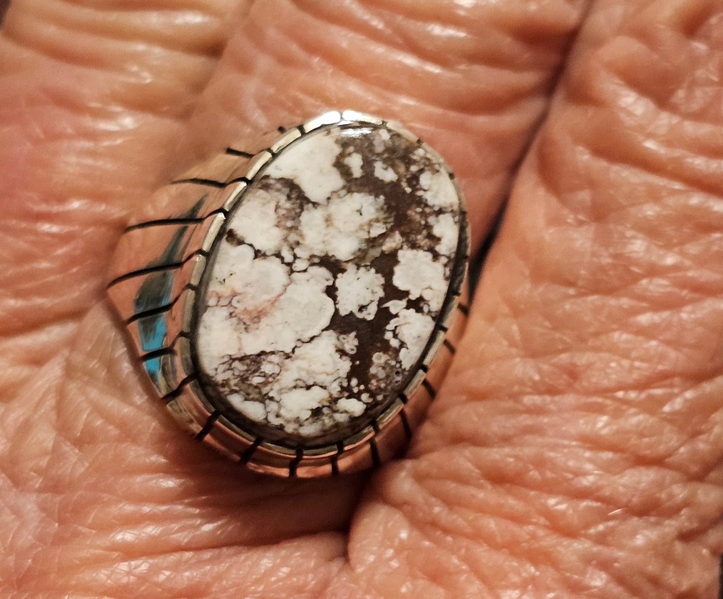 Wild Horse Ring Sz  9.5 Navajo Trevor Jack Sterling Silver Stamped RARE 1 of a kind piece