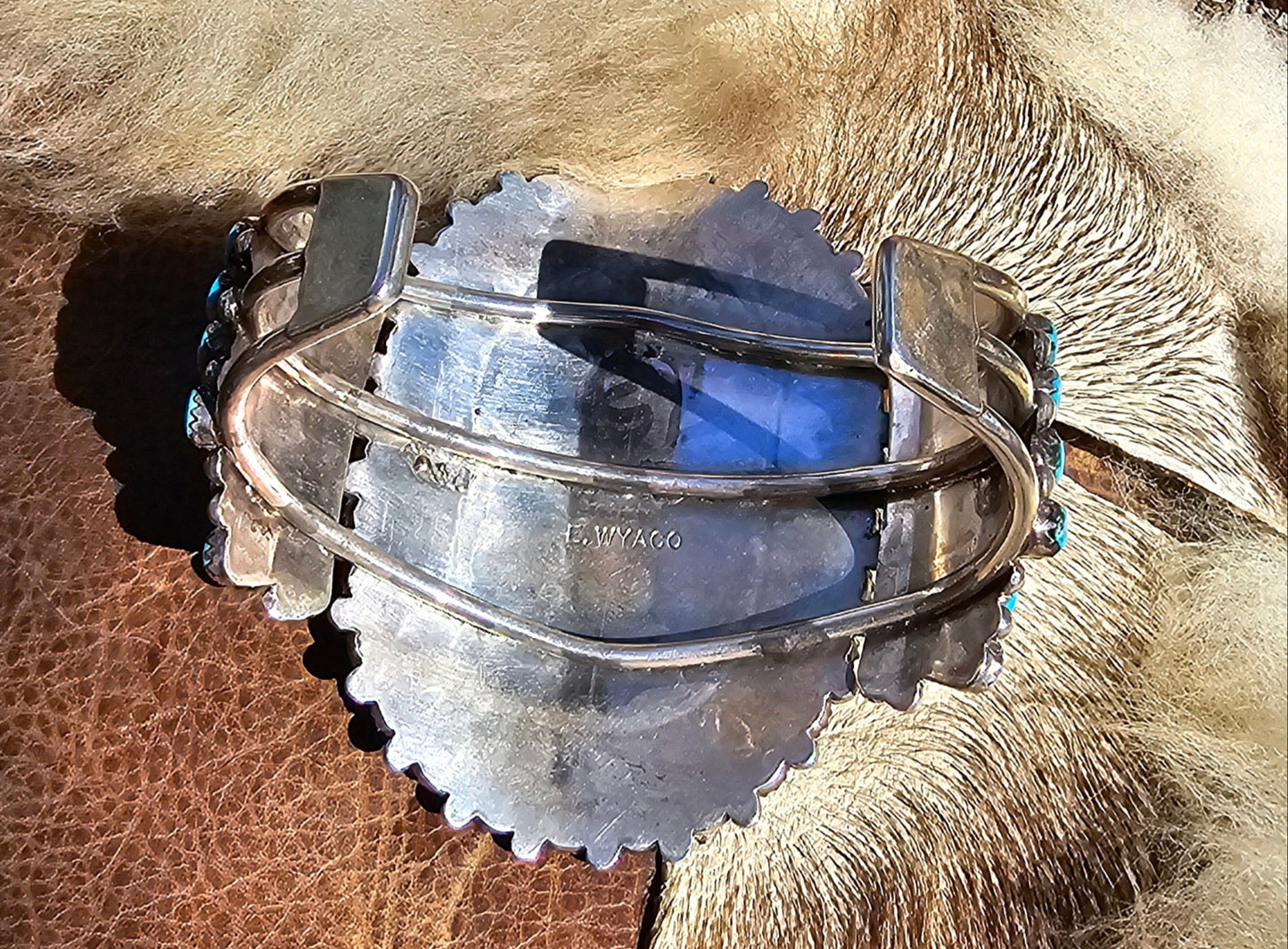 E. Wyaco Zuni Needlepoint Cuff Sterling Silver Native American Vintage