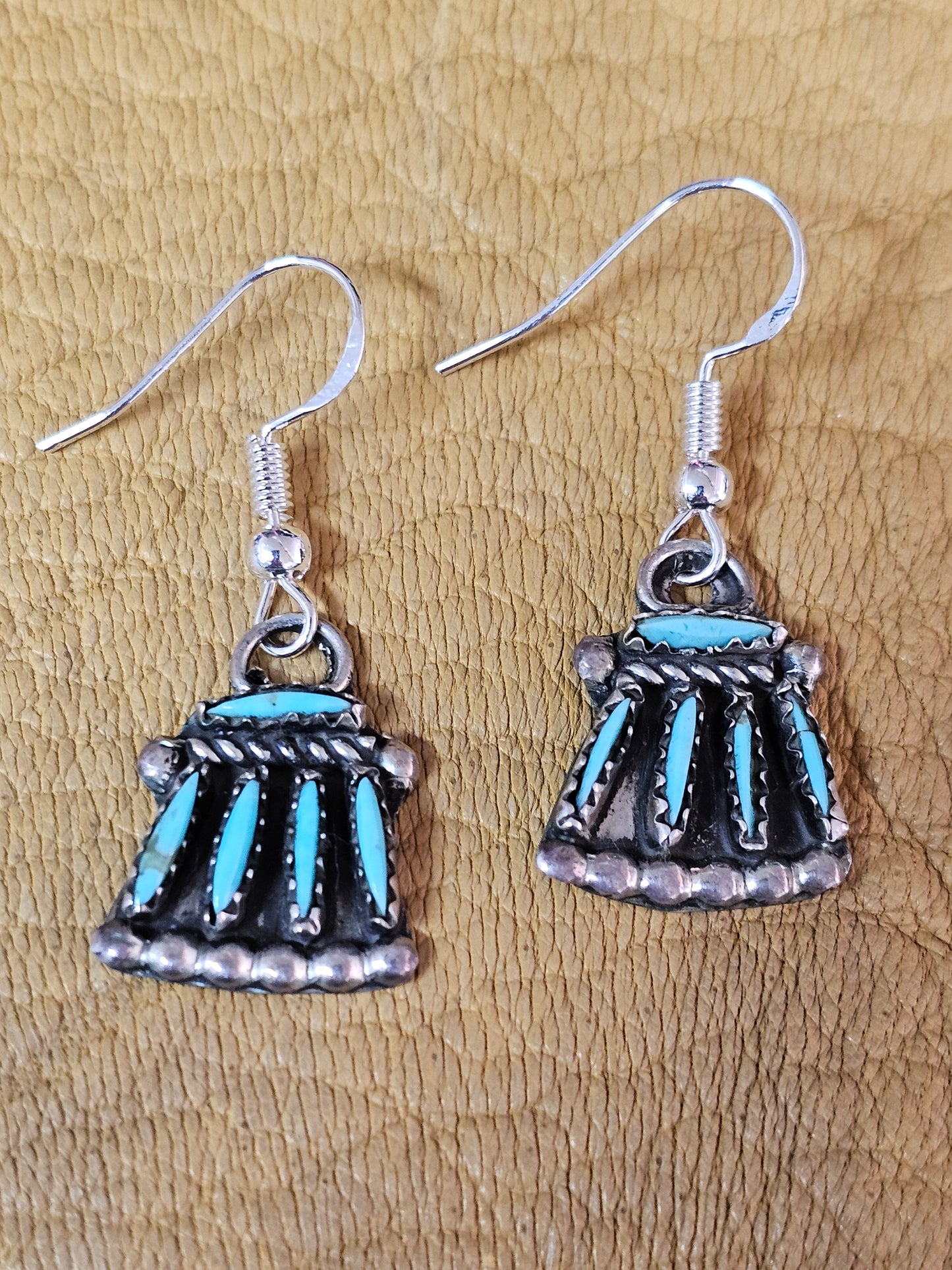 Vintage Zuni Necklace Sterling Silver Native American Petit Point W/Matching Earrings Rare