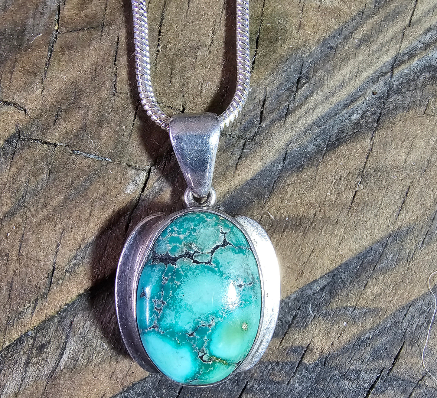 Vintage Turquoise Hubei Pendant Sterling Silver