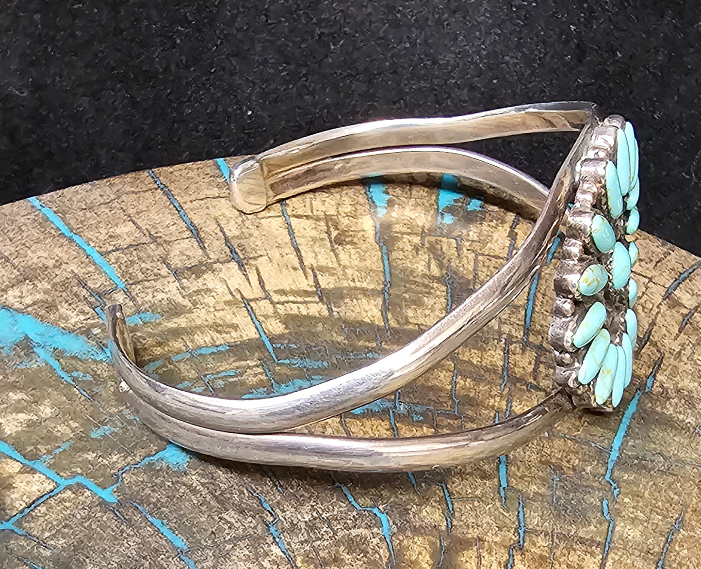Zuni Cluster Cuff Sterling Silver Stamped 925