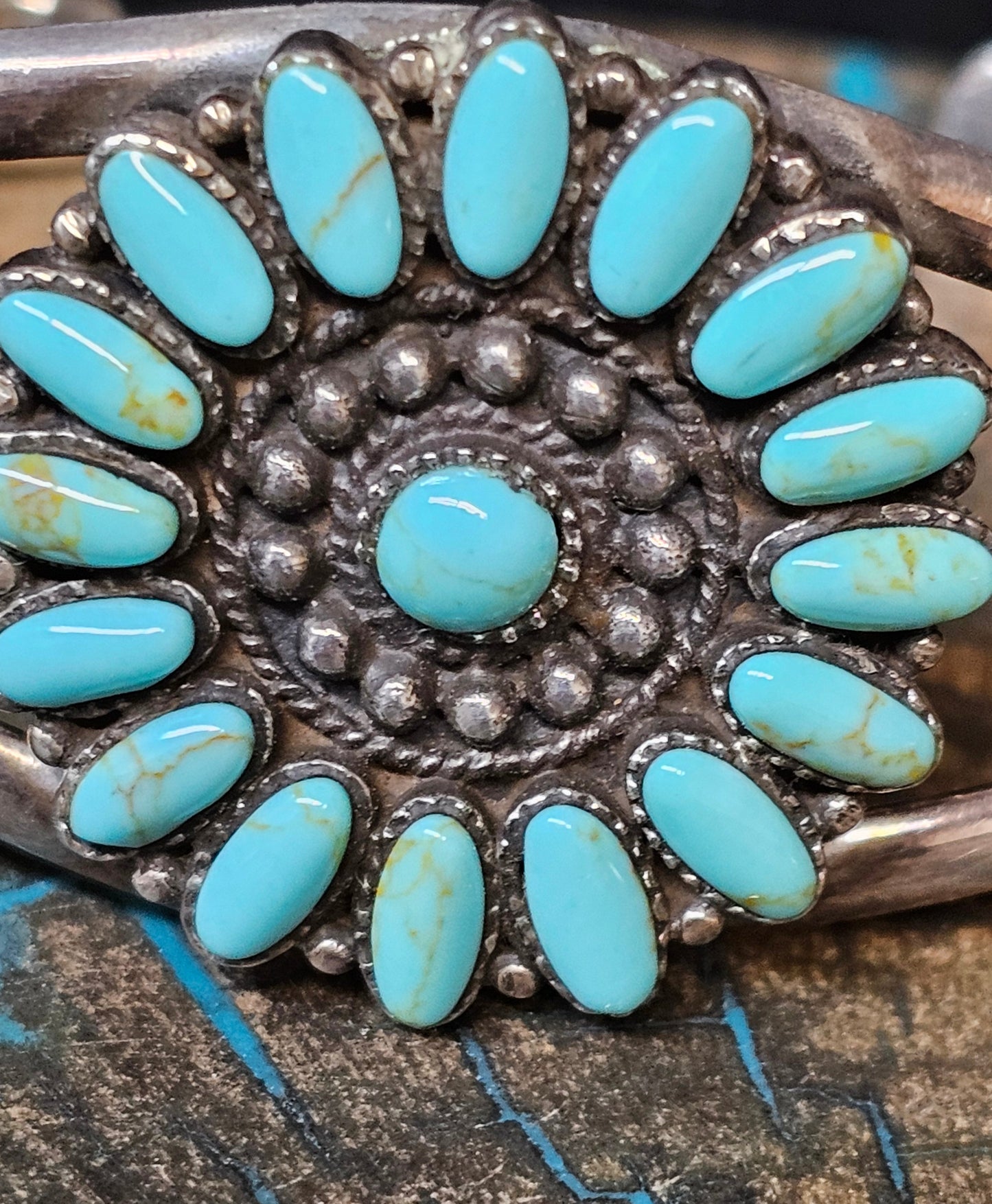 Zuni Cluster Cuff Sterling Silver Stamped 925