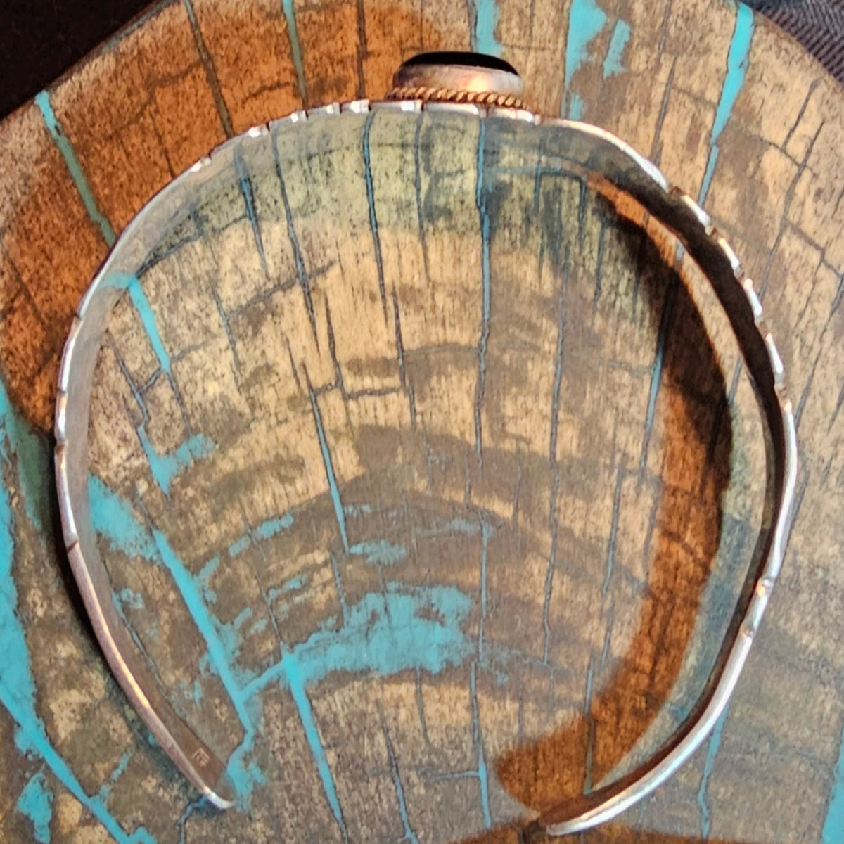 Vintage Native American Onyx and Sterling Silver Cuff Navajo