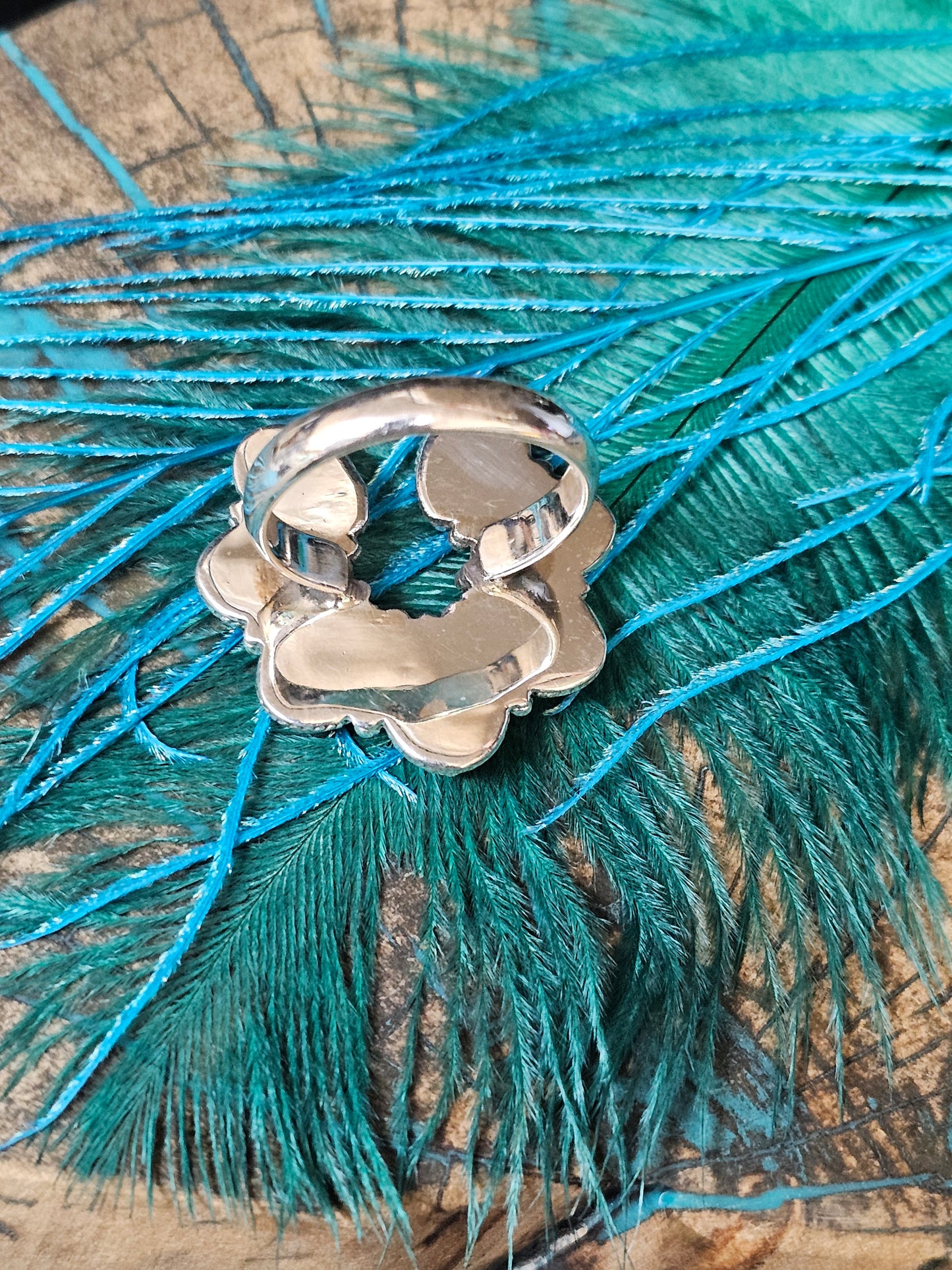 Turquoise White Buffalo Spiny Oyster Ring Size 11 Sterling Silver Southwestern Ring Horseshoe