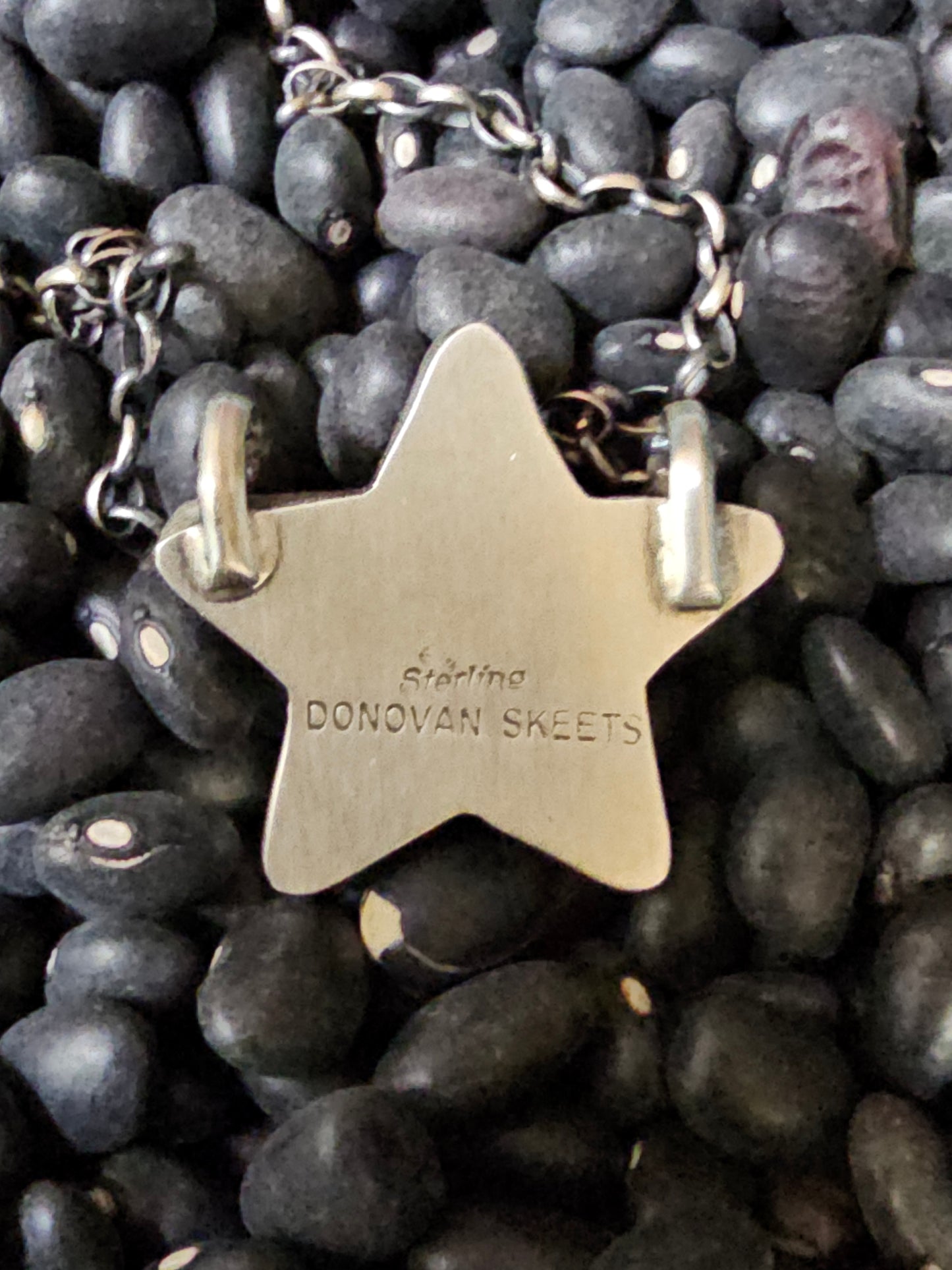 Native American Signed Pink Conch Star Necklace Donovan Skeets Sterling Silver Navajo